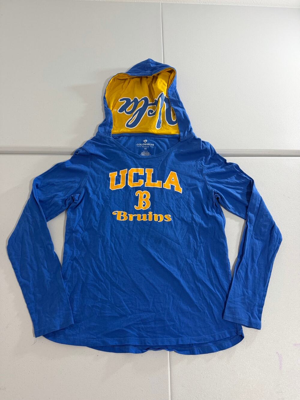 UCLA Bruins Colosseum Women’s M Hooded Long Sleeve T-Shirt Blue Gold